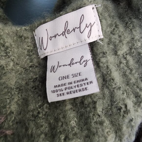 Wonderly Fuzzy Soft Ribbed Olive Green Scarf - Picture 10 of 11